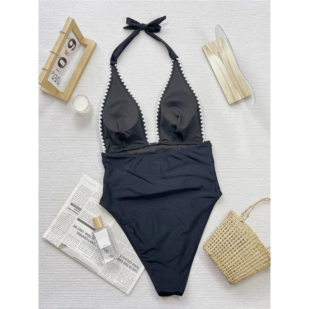 Stylowy monokini z wiązaniem na szyi