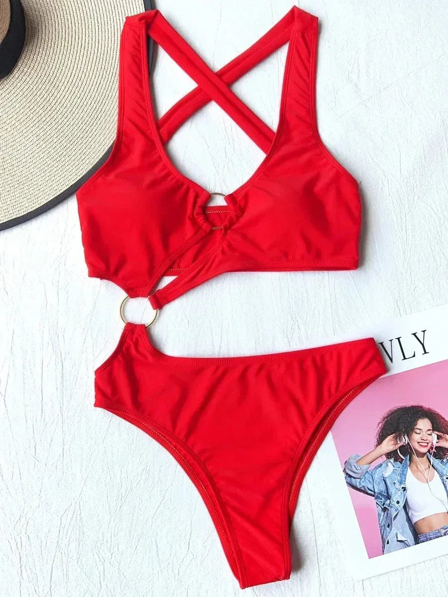 Stylowy monokini z wiązaniem na szyi