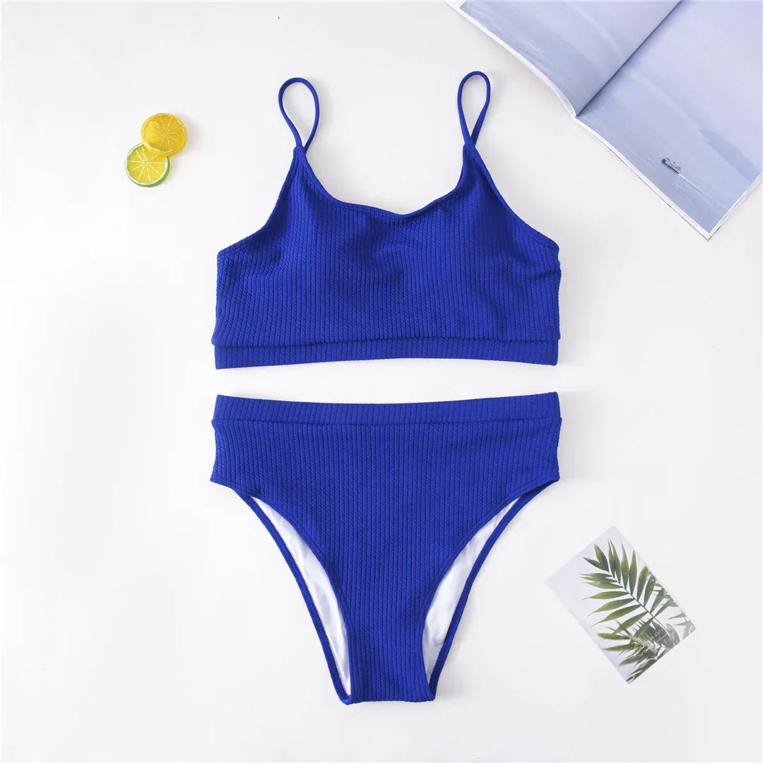 Dwuczęściowy strój kąpielowy plus size z majtkami z wysokim stanem