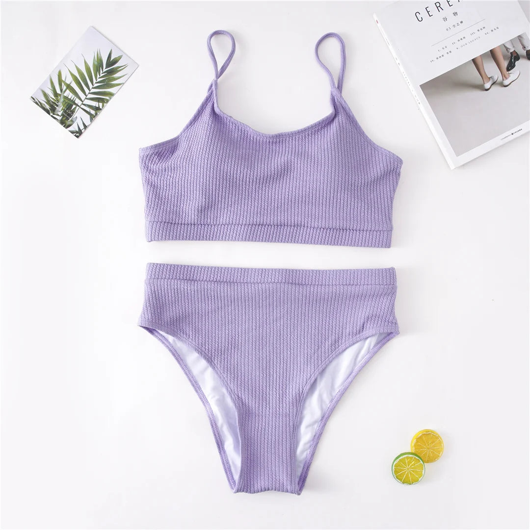 Dwuczęściowy strój kąpielowy plus size z majtkami z wysokim stanem