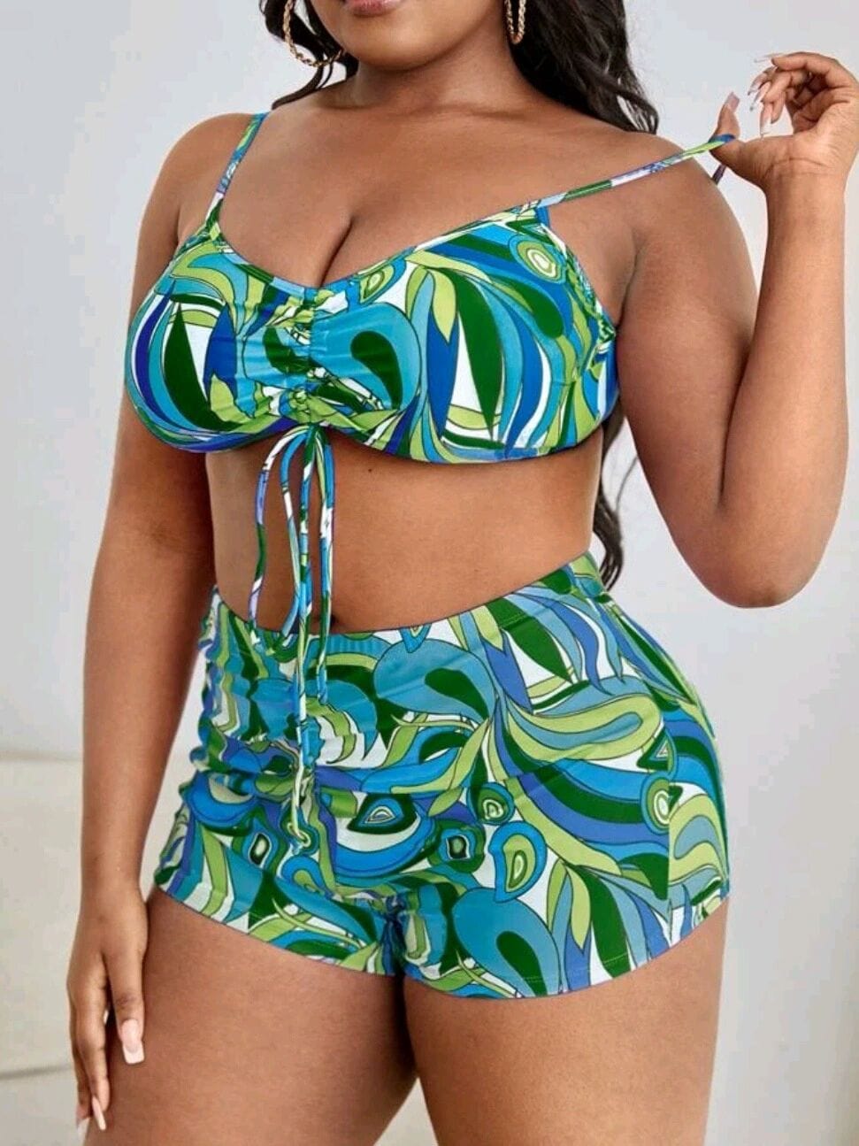 Dwuczęściowy strój kąpielowy plus size z narzutką