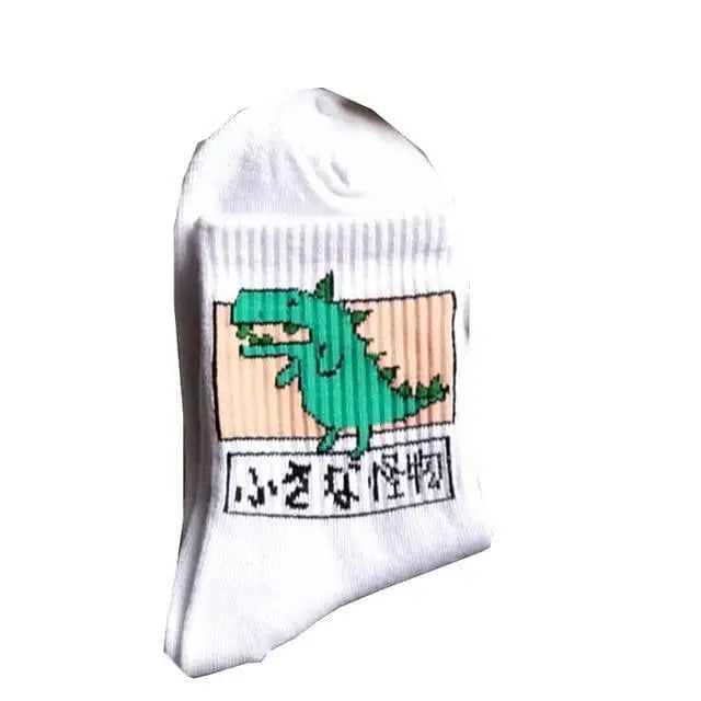 Biały Skarpetki wzór dinozaurów