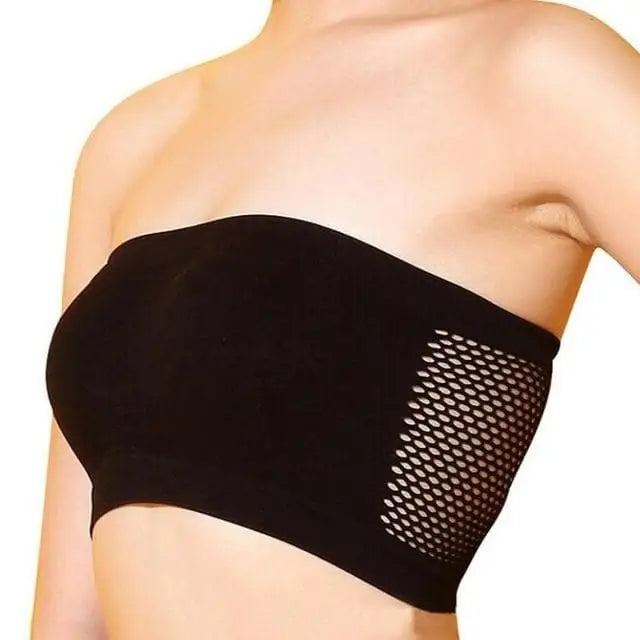 Biustonosz bandeau z siatką z tyłu
