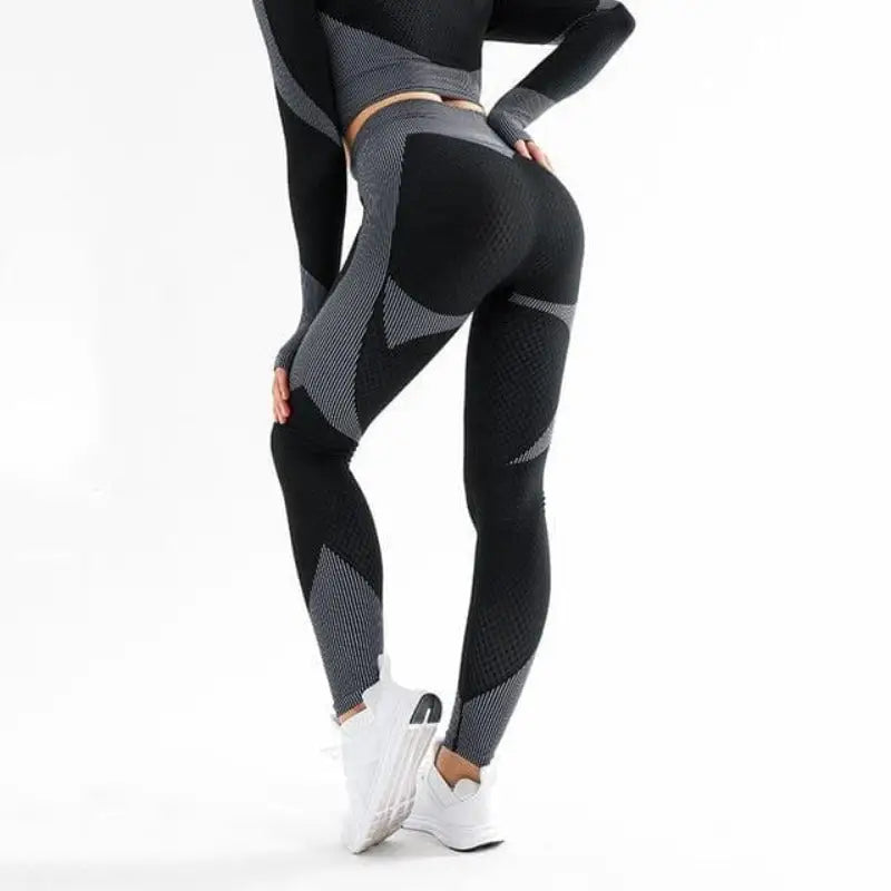 Ciemnoszary Legginsy sportowe z efektem push-up
