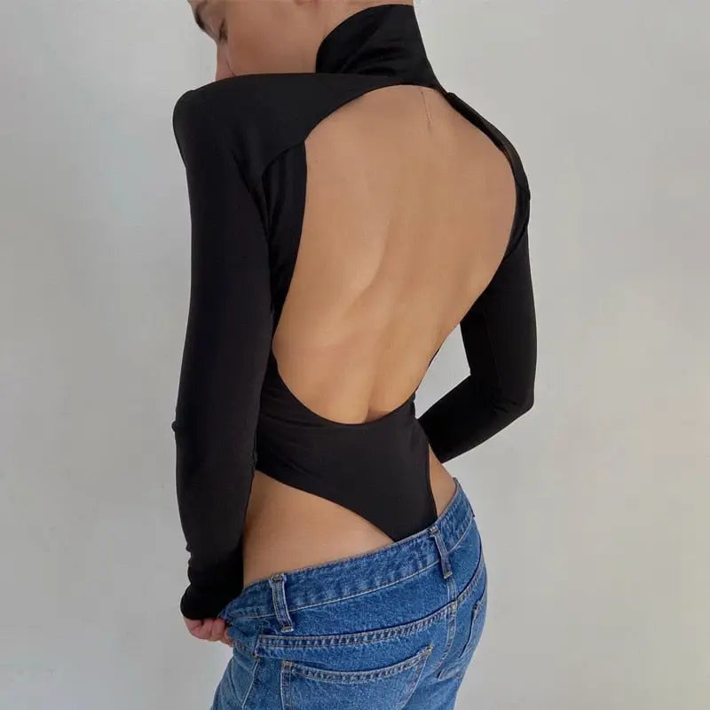 Czarny Body z odkrytymi plecami