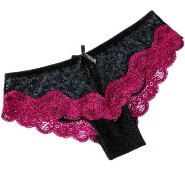 Czarny Majtki koronkowe kontrastowa kolorystyka