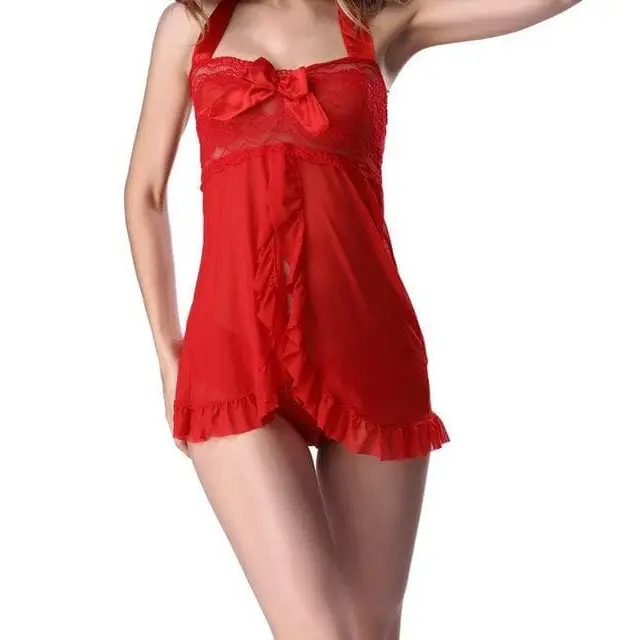 Czerwony Koszula nocna z amerykańskim dekoltem