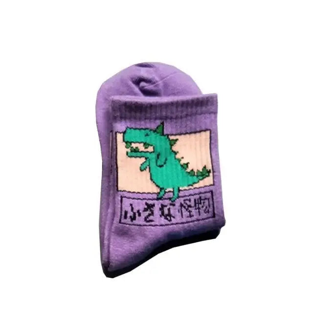 Fioletowy Skarpetki wzór dinozaurów
