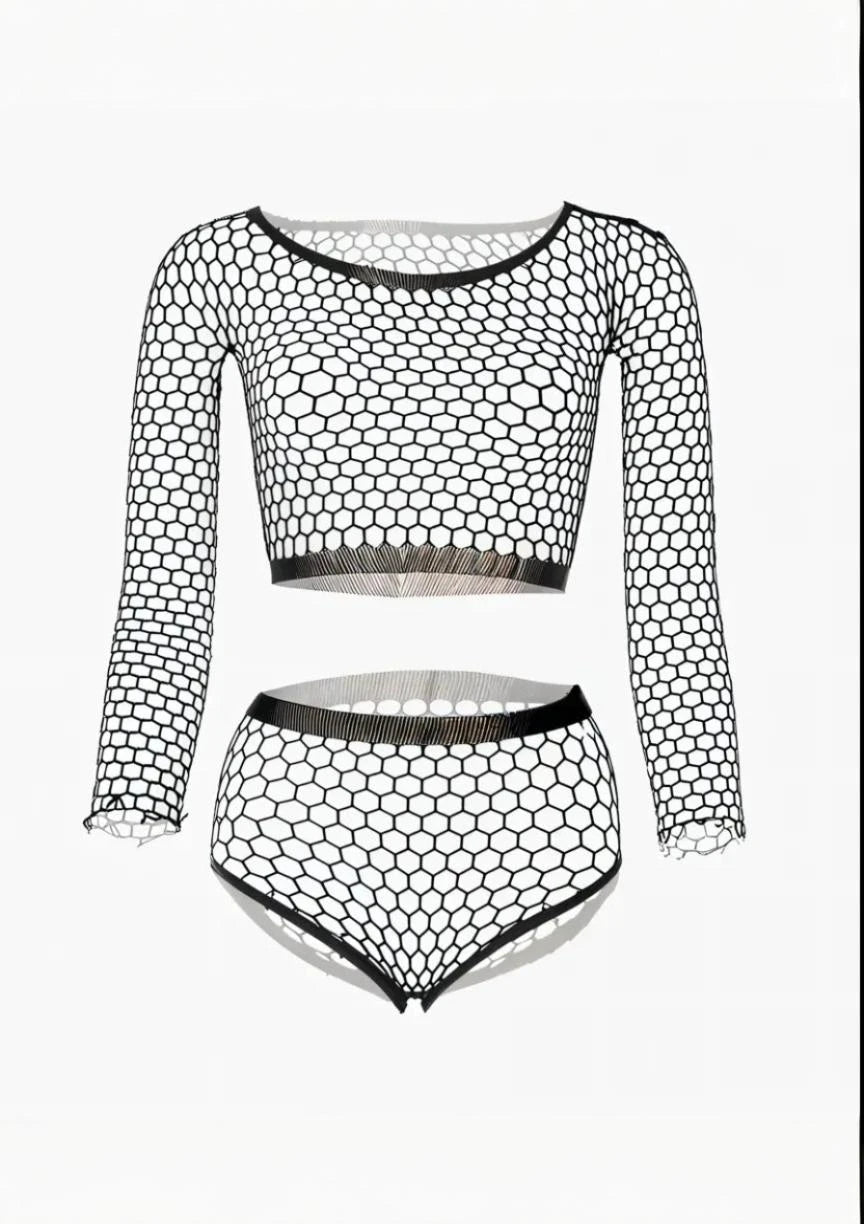 Komplet bielizny siateczkowej z topem