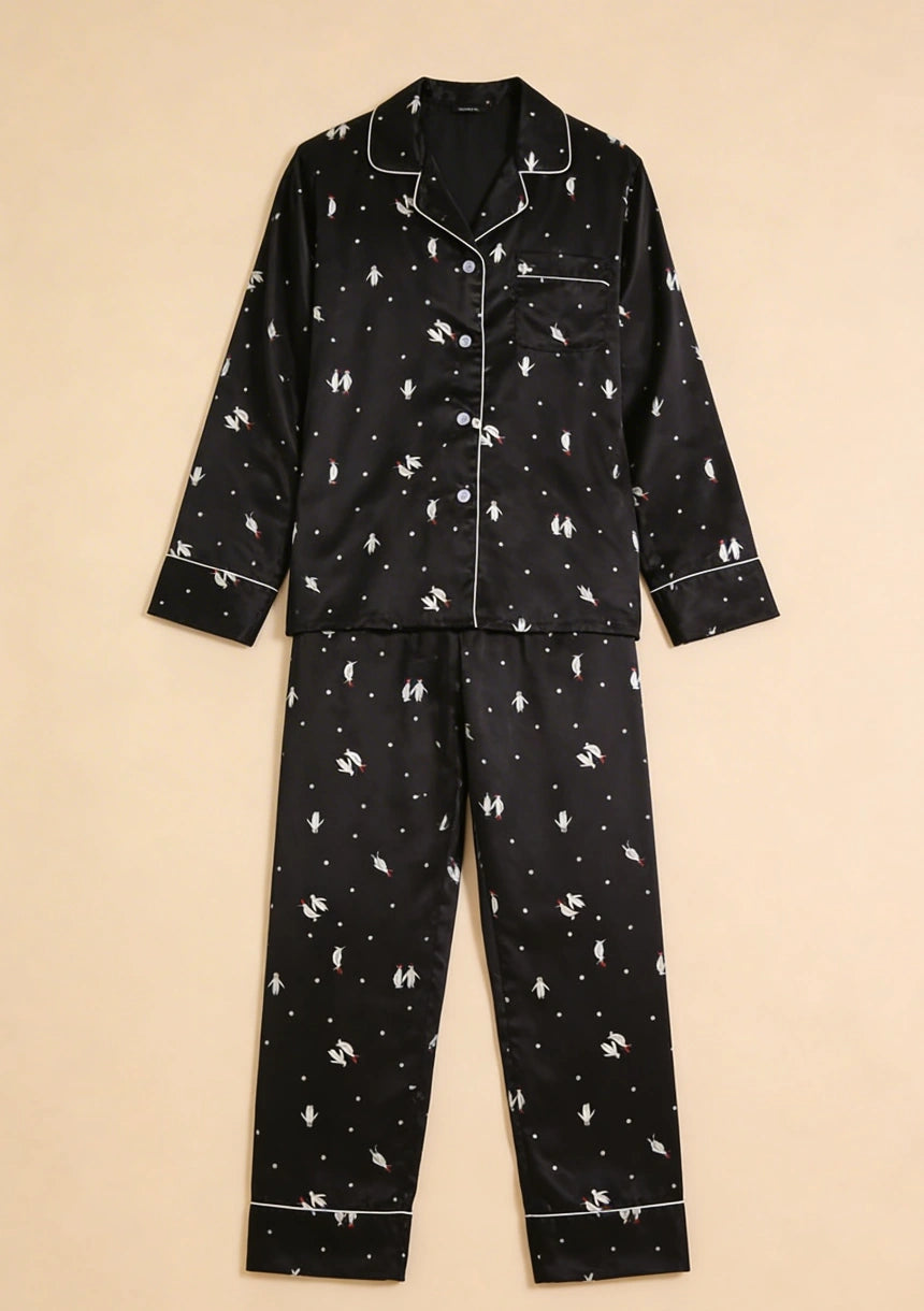 Klasyczna piżama damska z koszulową górą