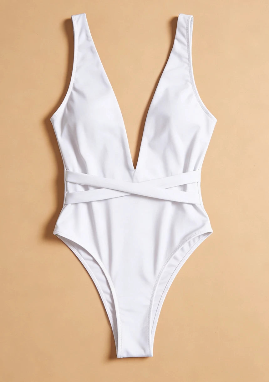 Jednoczęściowy strój kąpielowy z wiązaniem z tyłu