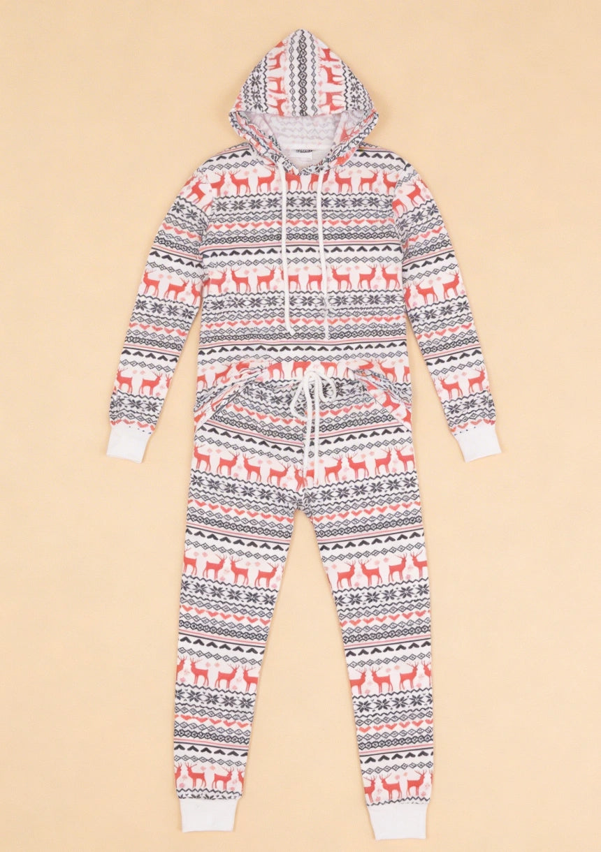 Świąteczna piżama damska z kapturem