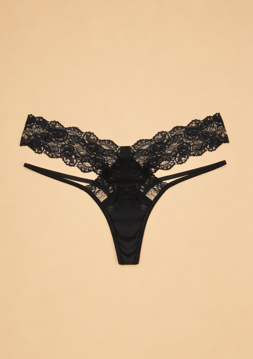 Stringi koronkowe z urokliwą kokardką z przodu