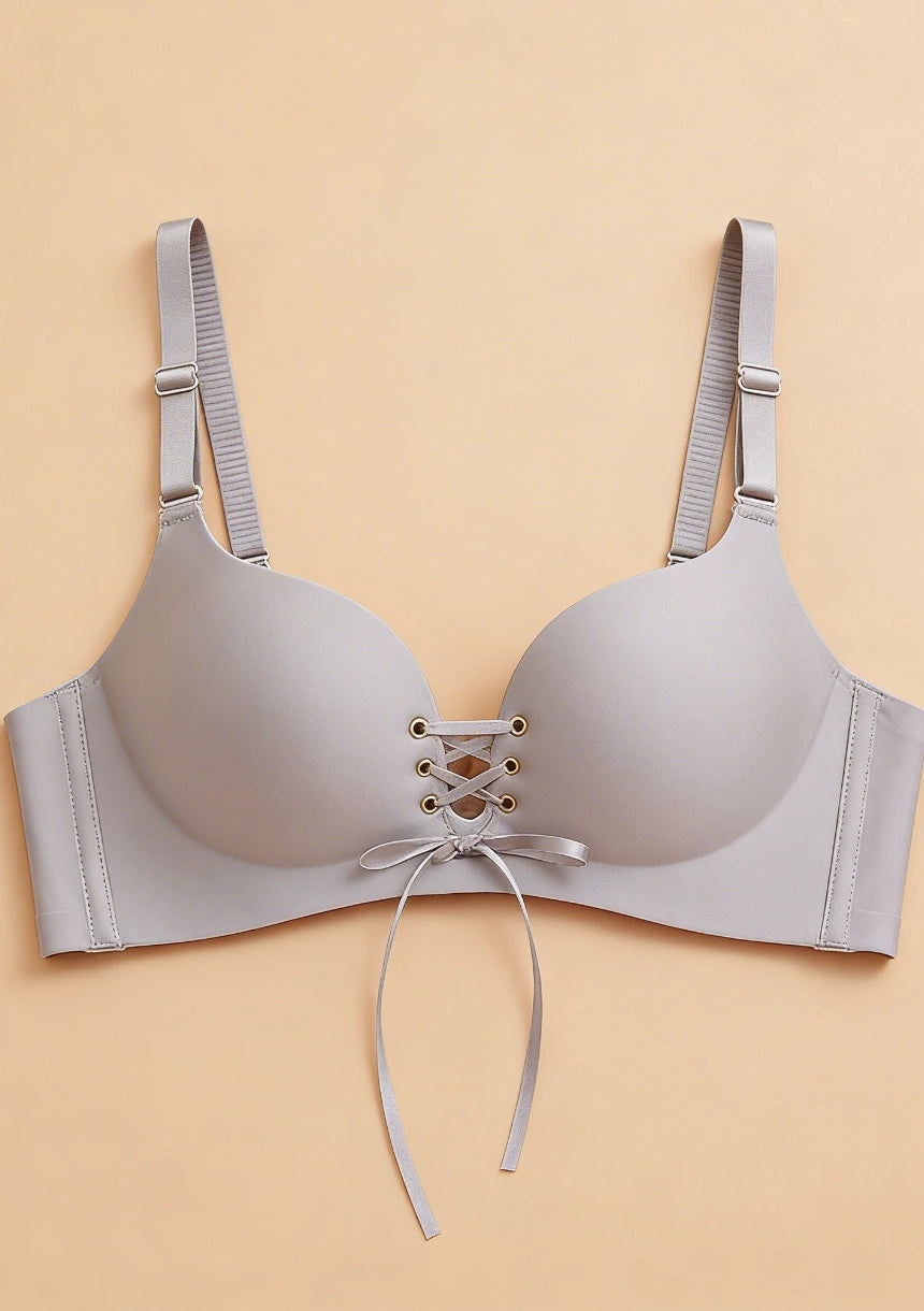 Biustonosz push-up z gorsetowym wiązaniem z przodu