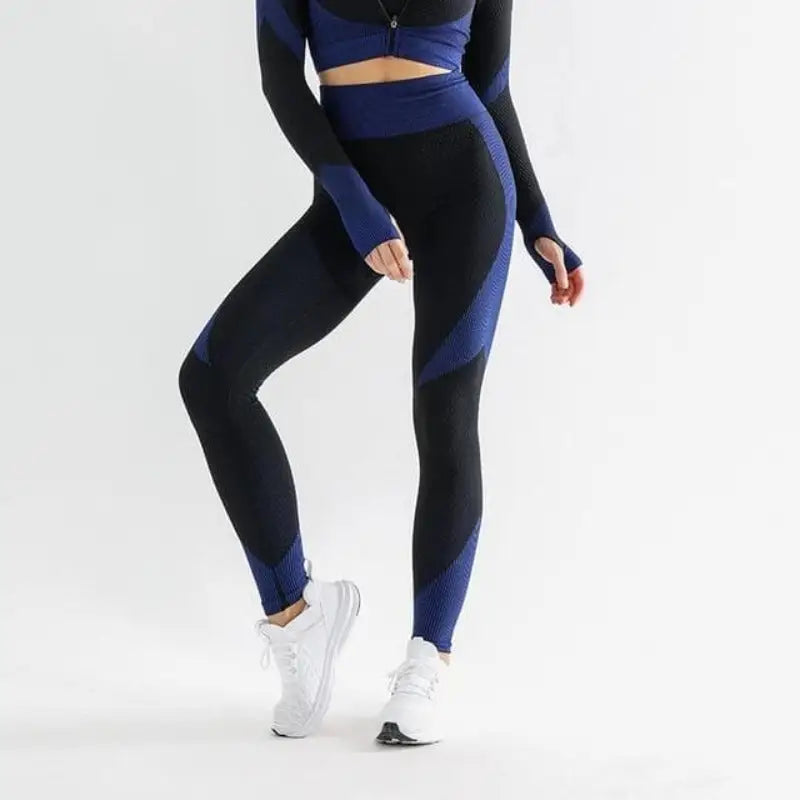 Granatowy Legginsy sportowe z efektem push-up