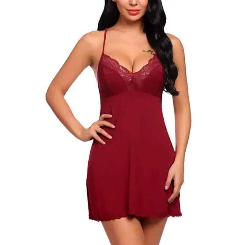 Koszula nocna z rozcięciem na plecach baby doll