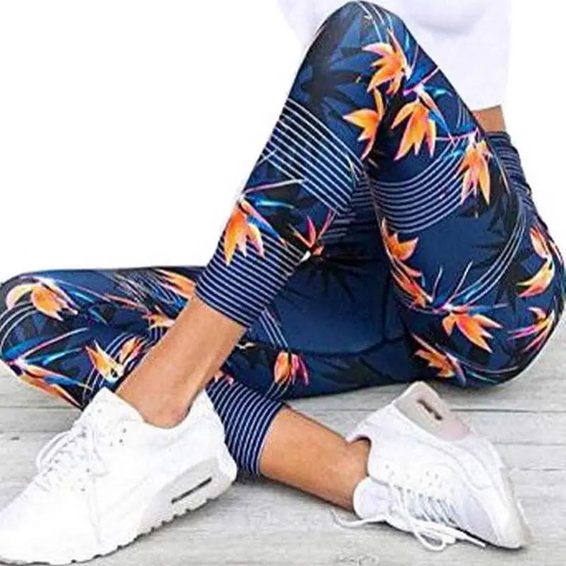 Legginsy sportowe wzór kwiatów