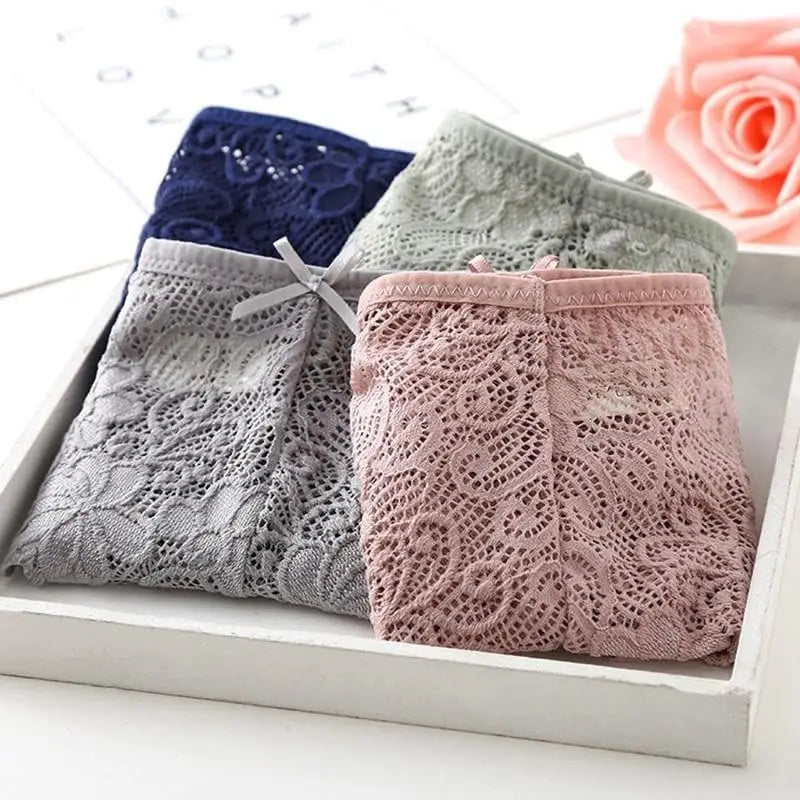 Majtki koronkowe z gęstej koronki trójpak