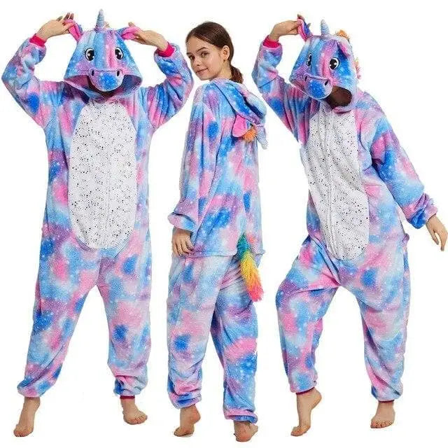 Niebieski Onesie kolorowy jednorożec