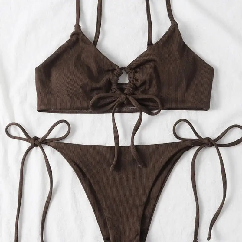 Strój kąpielowy dwuczęściowy bikini z wiązaniem z przodu