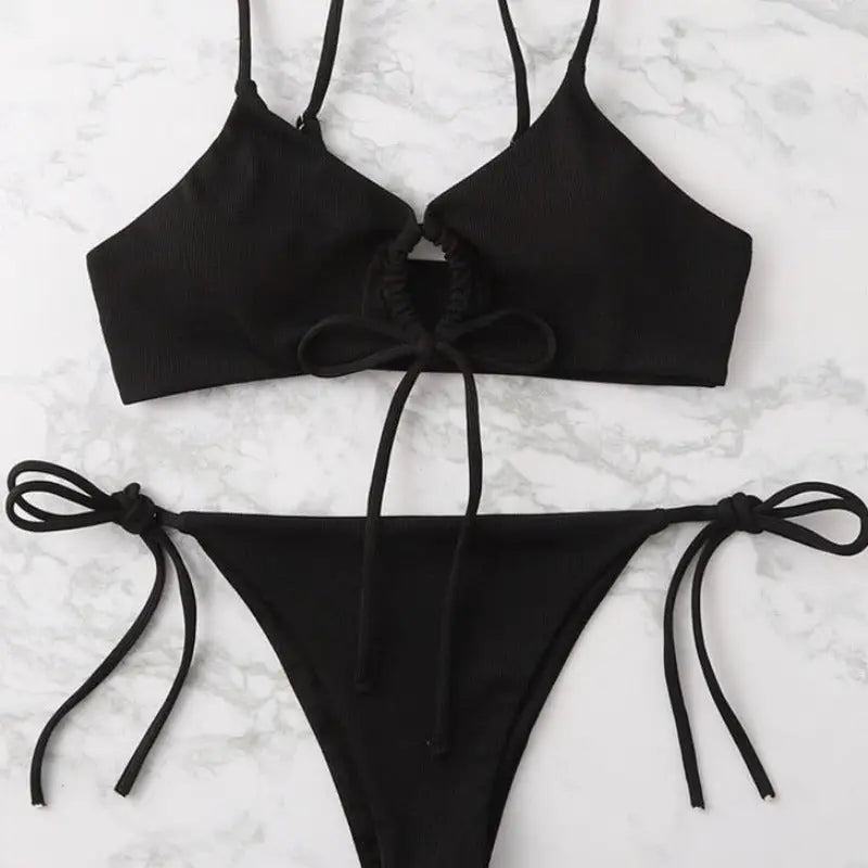 Strój kąpielowy dwuczęściowy bikini z wiązaniem z przodu