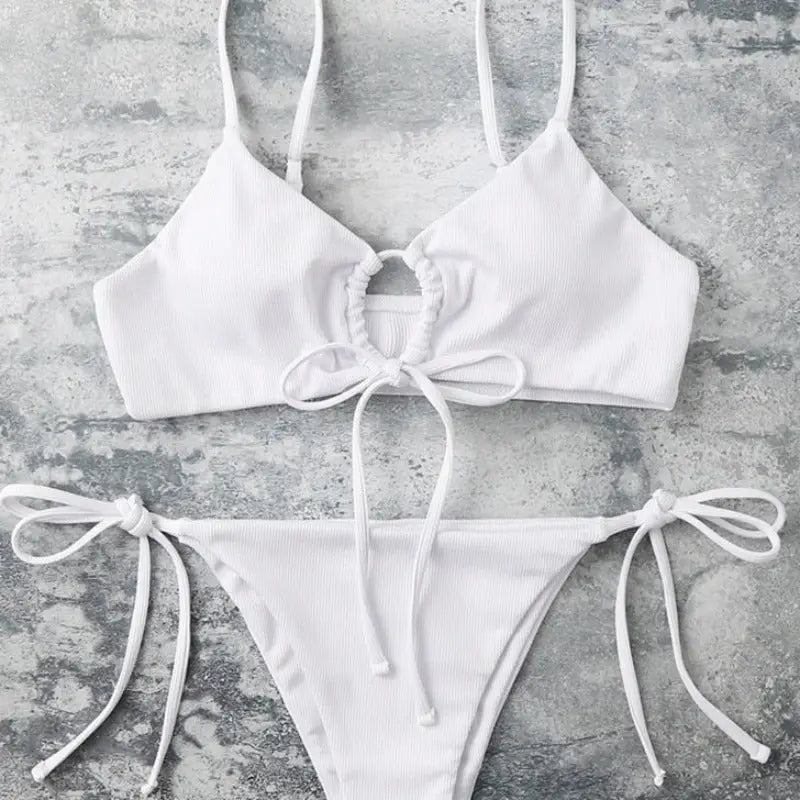 Strój kąpielowy dwuczęściowy bikini z wiązaniem z przodu