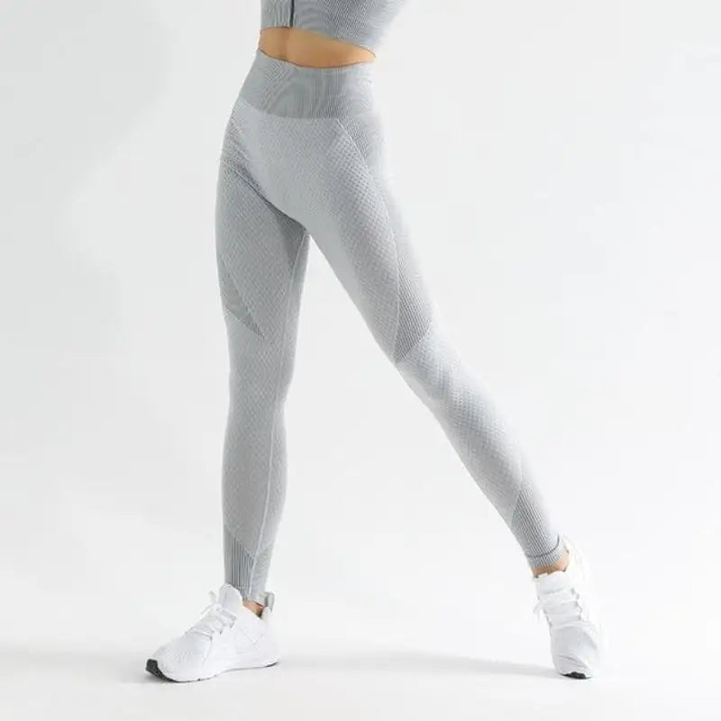 Szary Legginsy sportowe z efektem push-up
