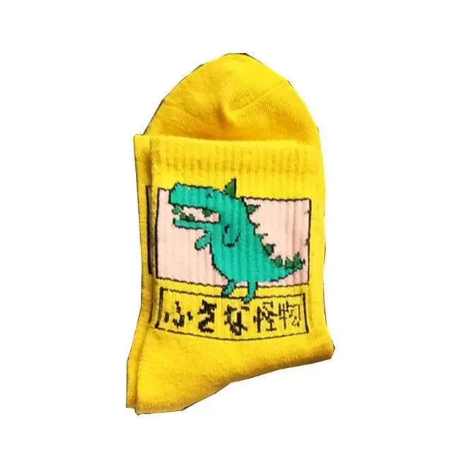 Żółty Skarpetki wzór dinozaurów