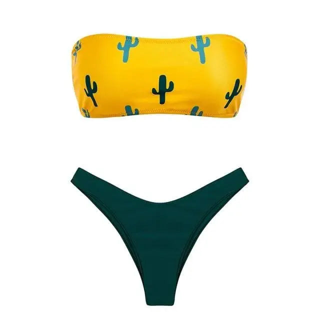Żółty Strój kąpielowy dwuczęściowy bandeau