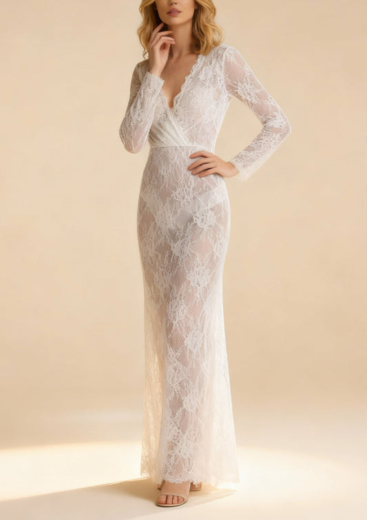 Koszula nocna długa z głębokim dekoltem