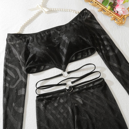 Komplet bielizny bodystocking z długimi rajstopami bez stóp