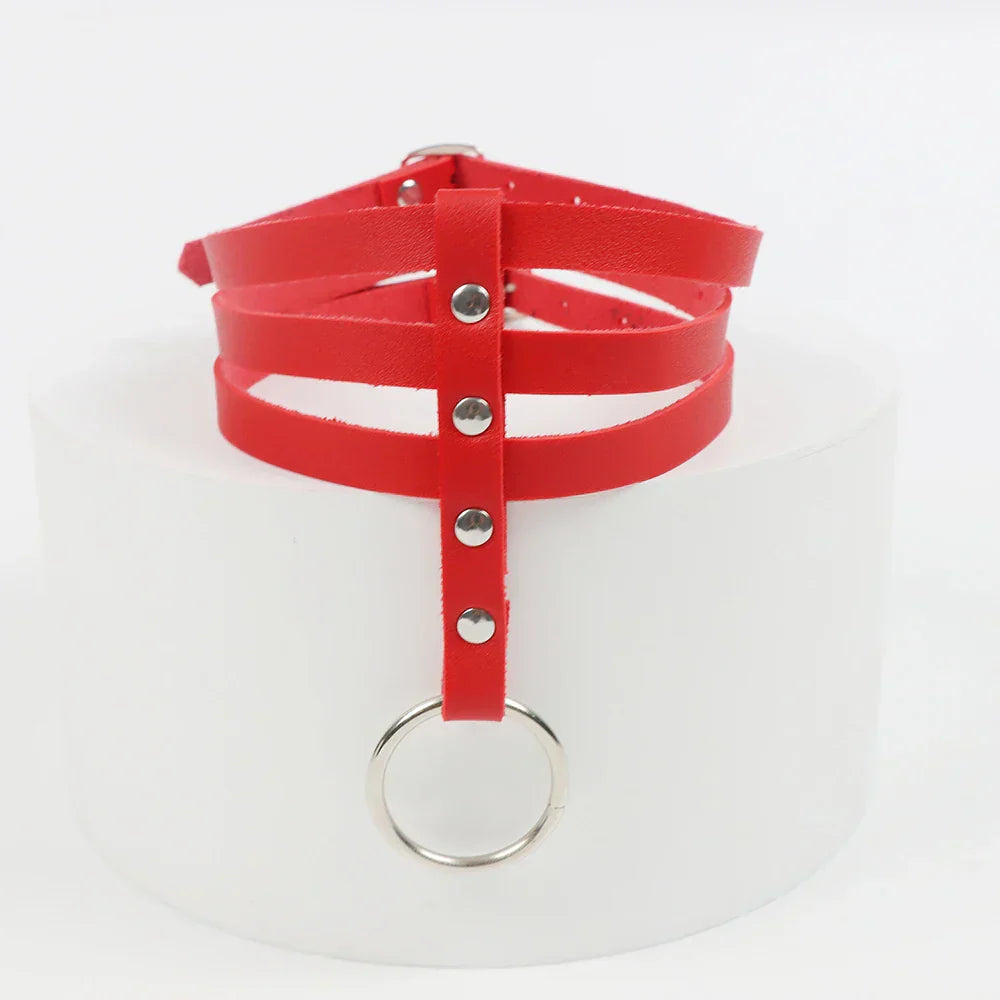 Choker harness z centralnym pierścieniem