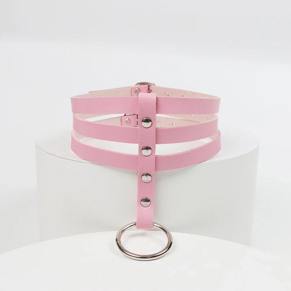Choker harness z centralnym pierścieniem