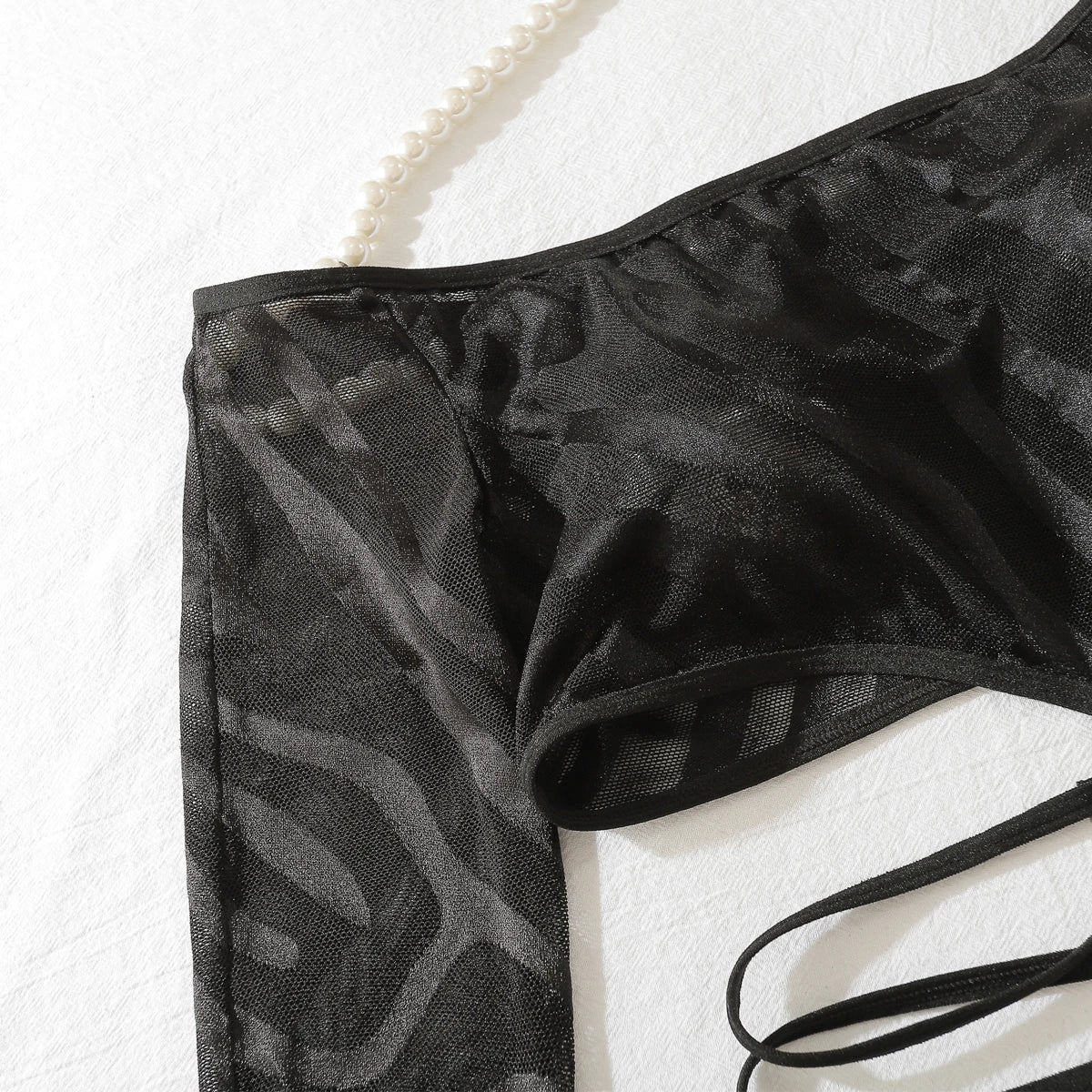 Komplet bielizny bodystocking z długimi rajstopami bez stóp