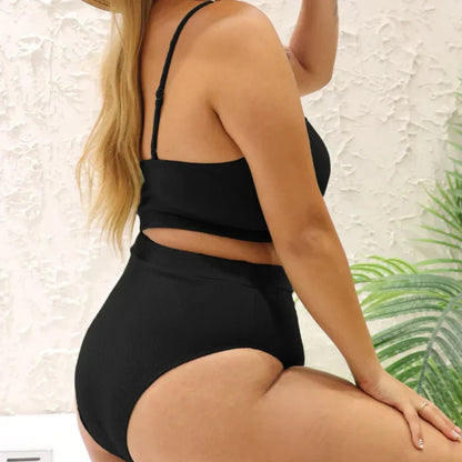 Dwuczęściowy strój kąpielowy plus size z majtkami z wysokim stanem