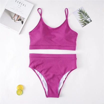 Dwuczęściowy strój kąpielowy plus size z majtkami z wysokim stanem