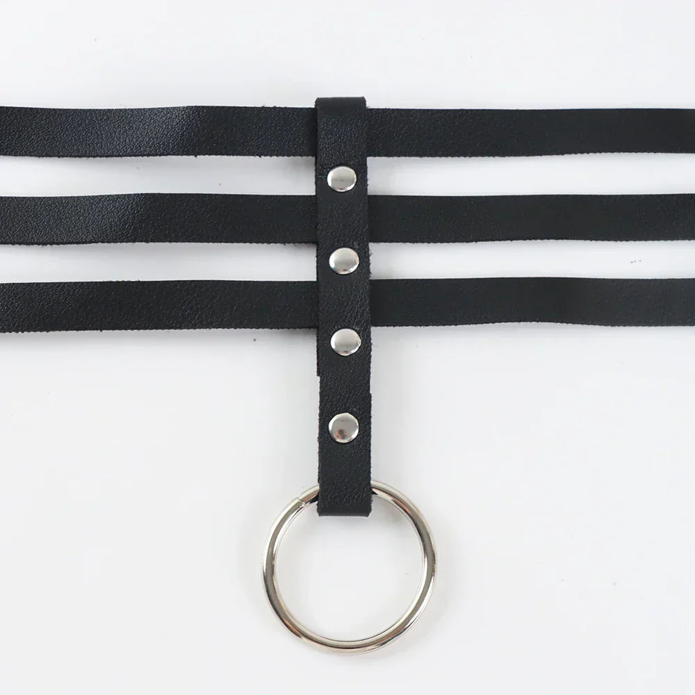 Choker harness z centralnym pierścieniem
