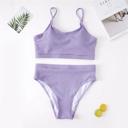 Dwuczęściowy strój kąpielowy plus size z majtkami z wysokim stanem