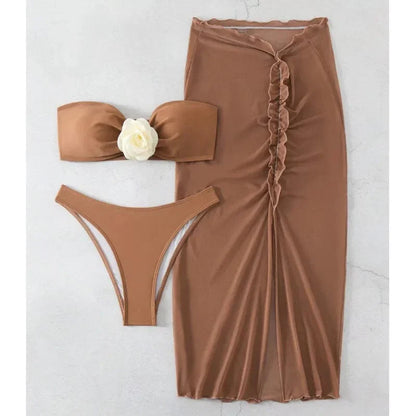 Strój kąpielowy bikini ze spódnicą z rozcięciem