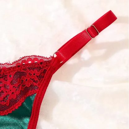 Świąteczny komplet bielizny z welurowym biustonoszem