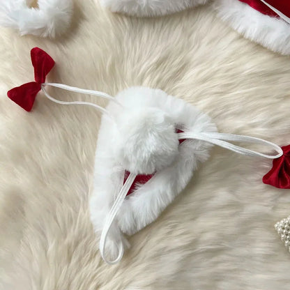 Zmysłowy komplet bielizny świątecznej z puszkiem