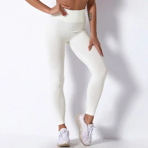 Bezszwowe legginsy w pastelowych kolorach - Biały / S