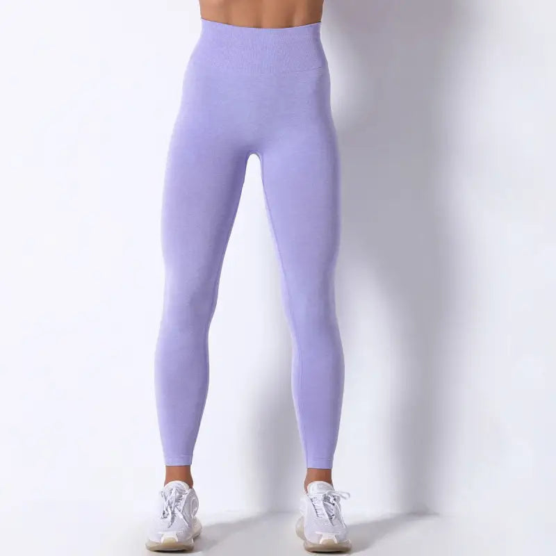 Bezszwowe legginsy w pastelowych kolorach - Fioletowy / S