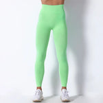 Bezszwowe legginsy w pastelowych kolorach - Zielony / S