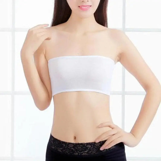 Biały Biustonosz bandeau wąski gładki