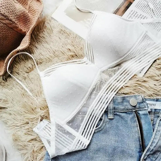 Biały Biustonosz bralette obniżone plecy