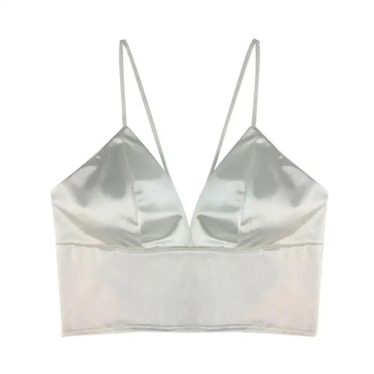 Biały Biustonosz bralette satynowy