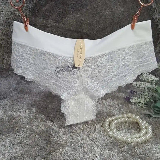 Biały Majtki koronkowe hipster