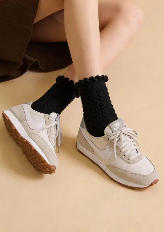 Skarpety damskie w warkoczowy wzór