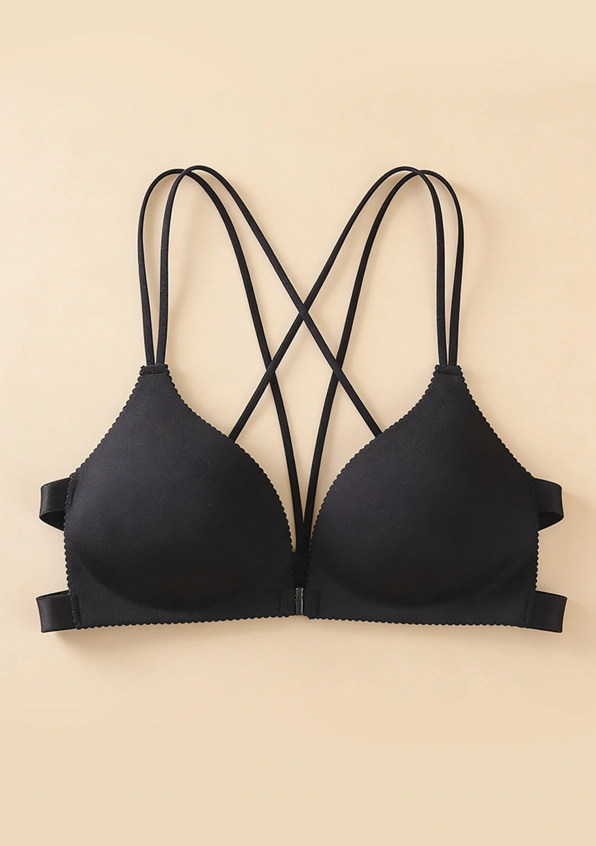 Biustonosz push-up ze skrzyżowanymi na plecach ramiączkami